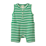 Nature Baby Camper Suit - Kelly Green Sea Stripe