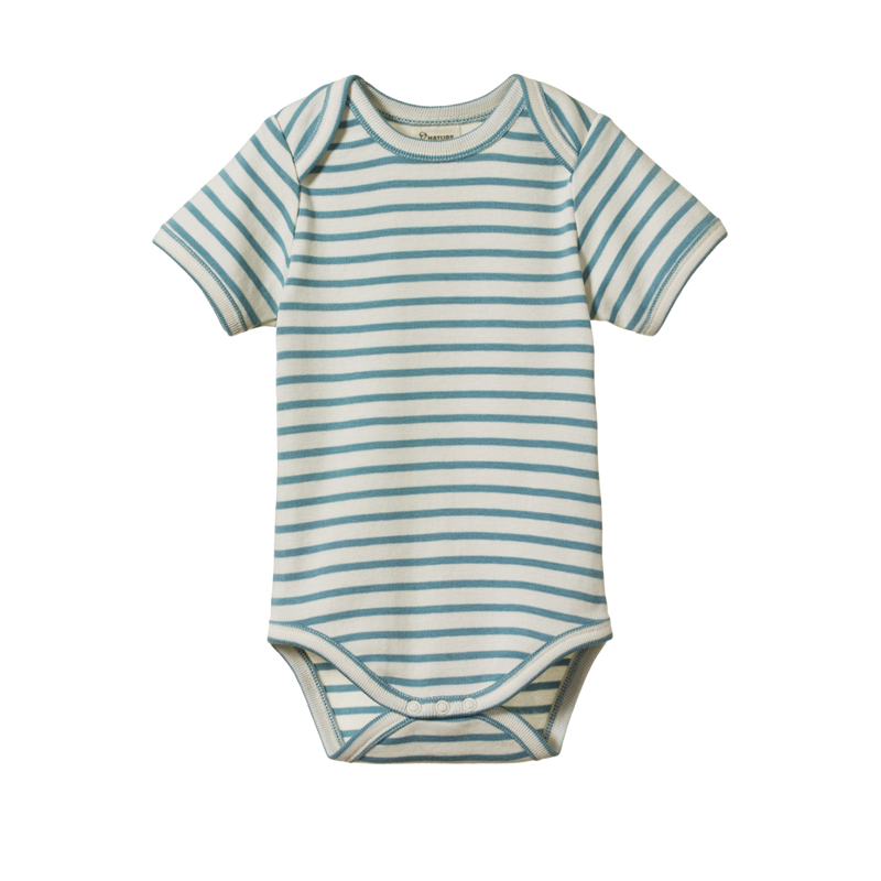 Nature Baby Short Sleeve Bodysuit - Mineral Sailor Stripe