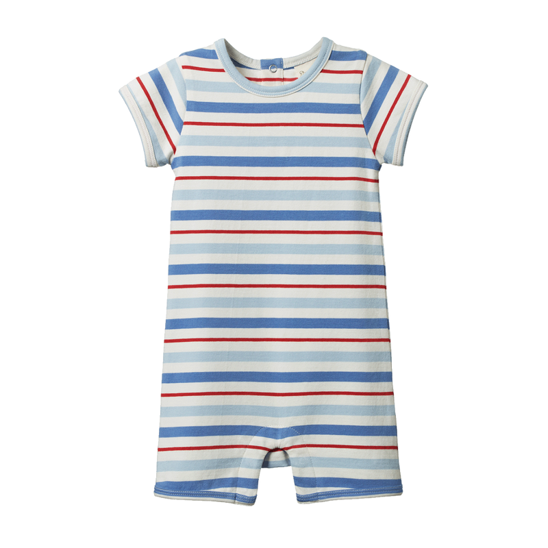 Nature Baby S/S Quincy Romper - Surf Stripe