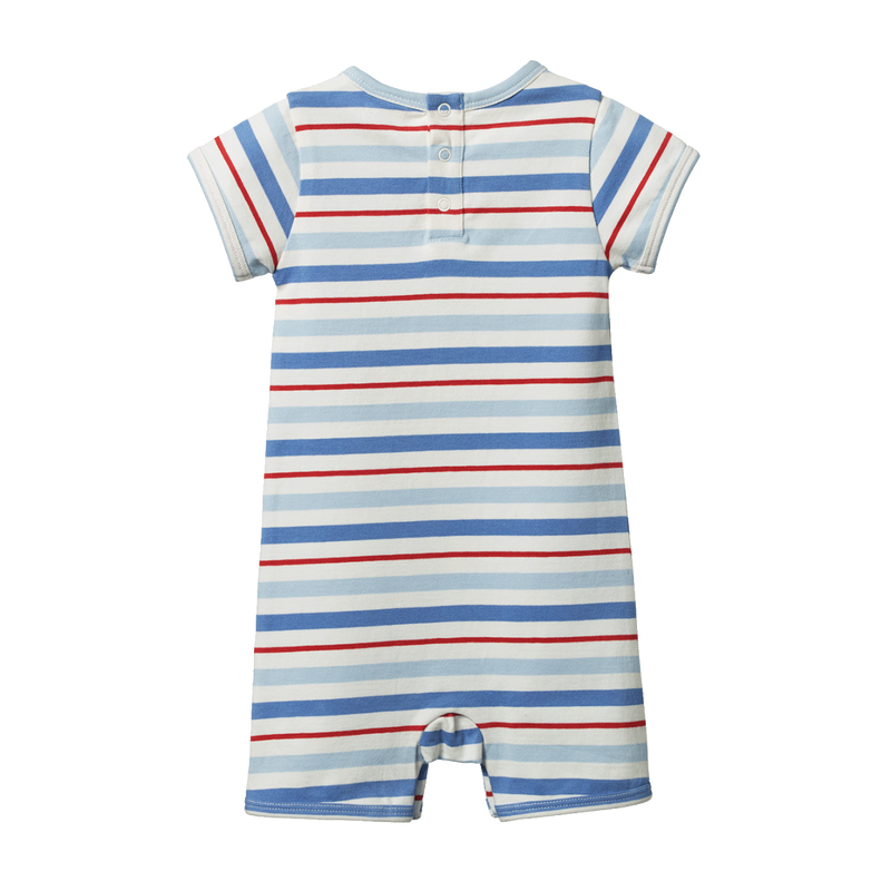 Nature Baby S/S Quincy Romper - Surf Stripe