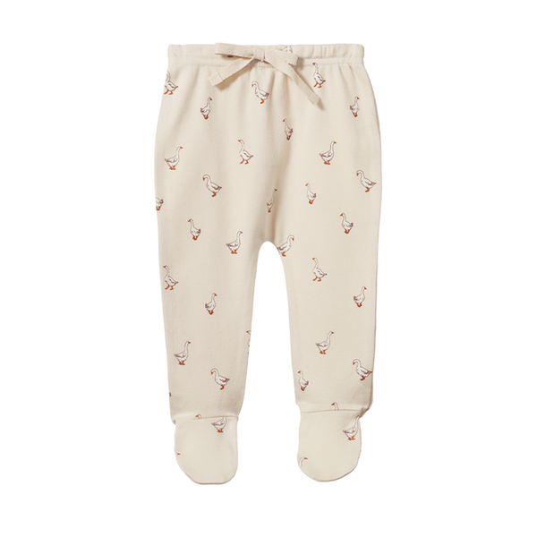 Nature Baby Footed Rompers - Goosey Print