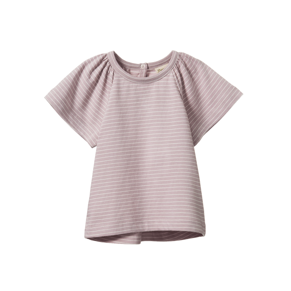 Nature Baby Faye Tee - Lilac/Natural Pinstripe