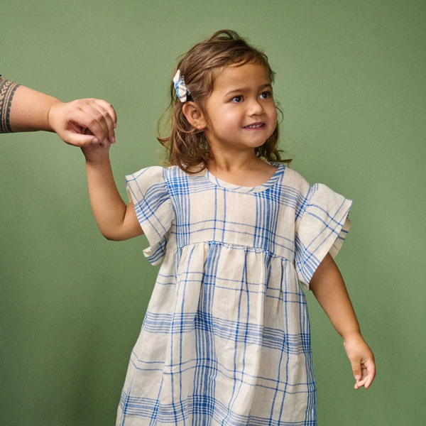 Nature Baby Bonnie Dress Linen - Clyde Check