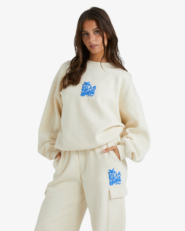 Billabong Palm Life Kendall Crew Sweater - WHITE CAP