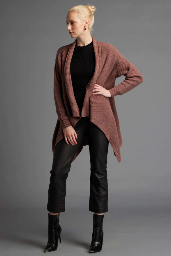 Fate & Becker - Someday Waterfall Knit Cardigan - Rose Taupe