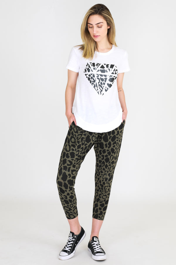 Sat + Sun Leopard Diamond Tee - White