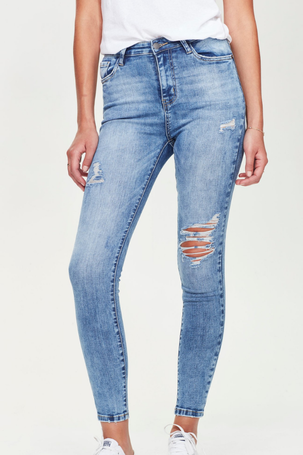 Junk Food GRACE Jeans - With Rips LIGHT BLUE