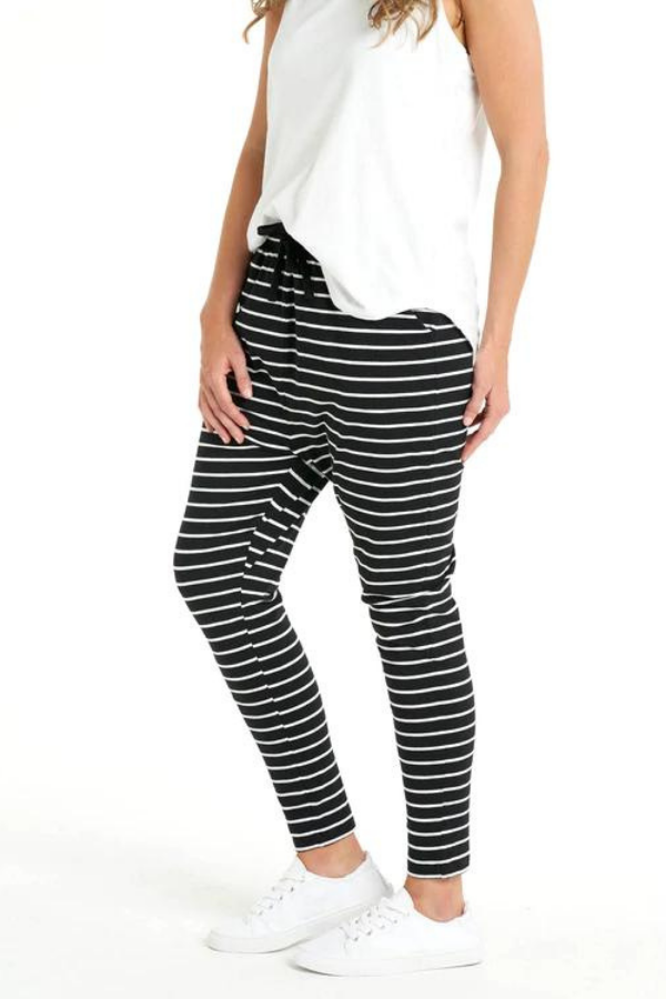 Betty Basics Jade Pant - Black/White Stripe