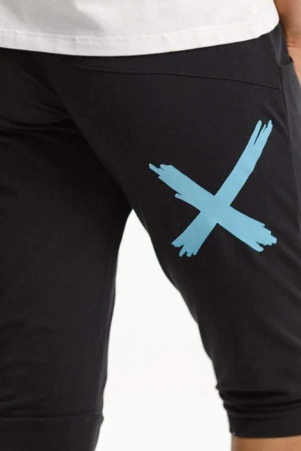 Home Lee 3/4 Apartment Pant - Black with Sky Blue X