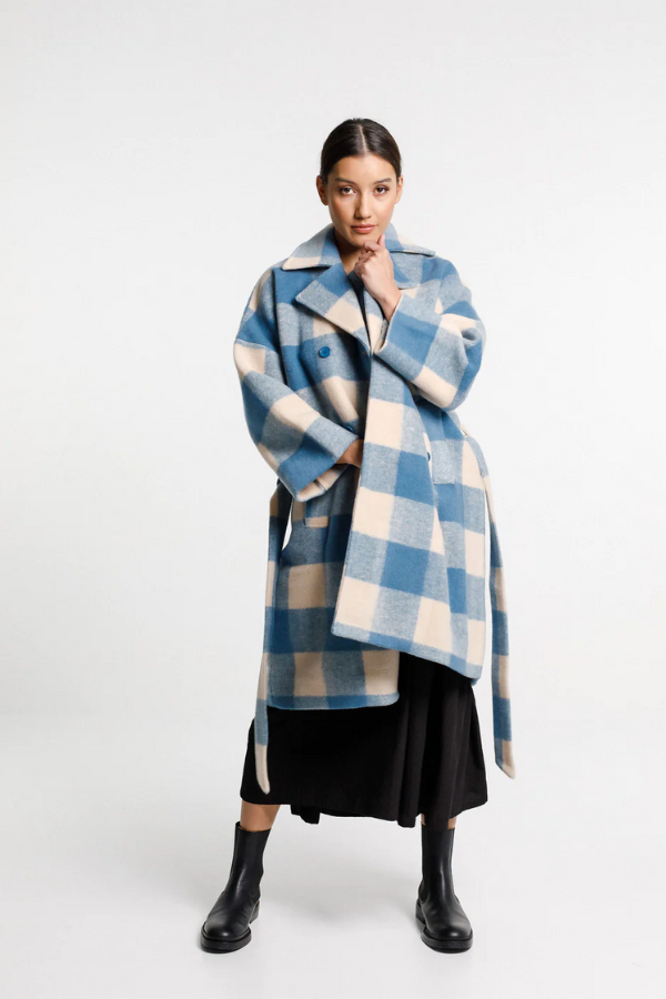 Thing Thing Dixie Coat - Soft Blue Check