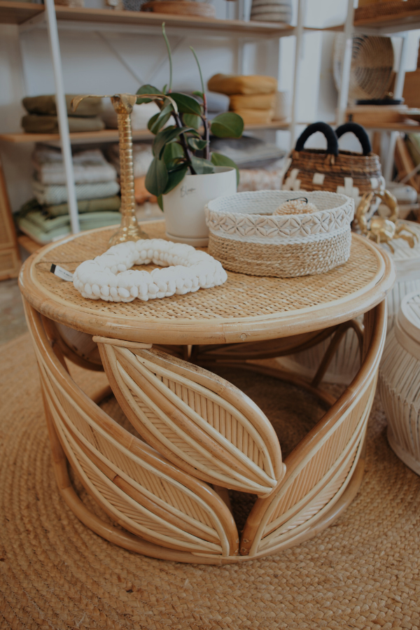 Islamoon Rattan Coffee Table Leaves Design