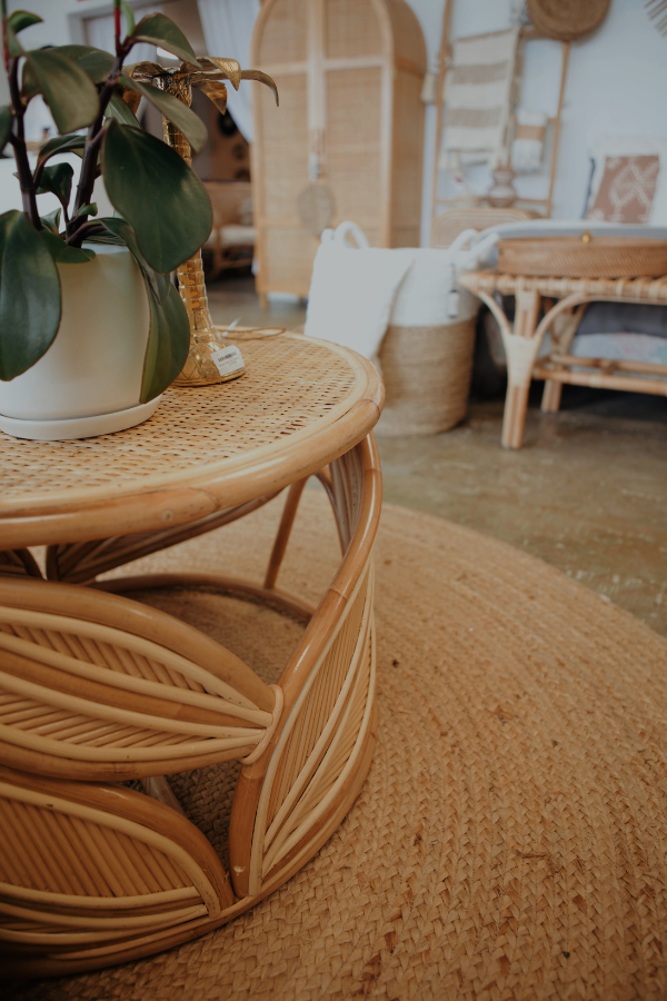 Islamoon Rattan Coffee Table Leaves Design