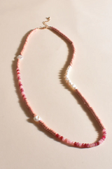 Adorne Zada Pearl Stone Mix Event Necklace - Pink/Cream