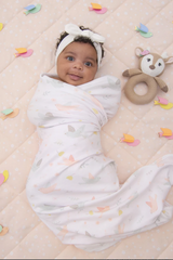 Living Textiles Jersey Swaddle & Rattle - Ava The Fawn