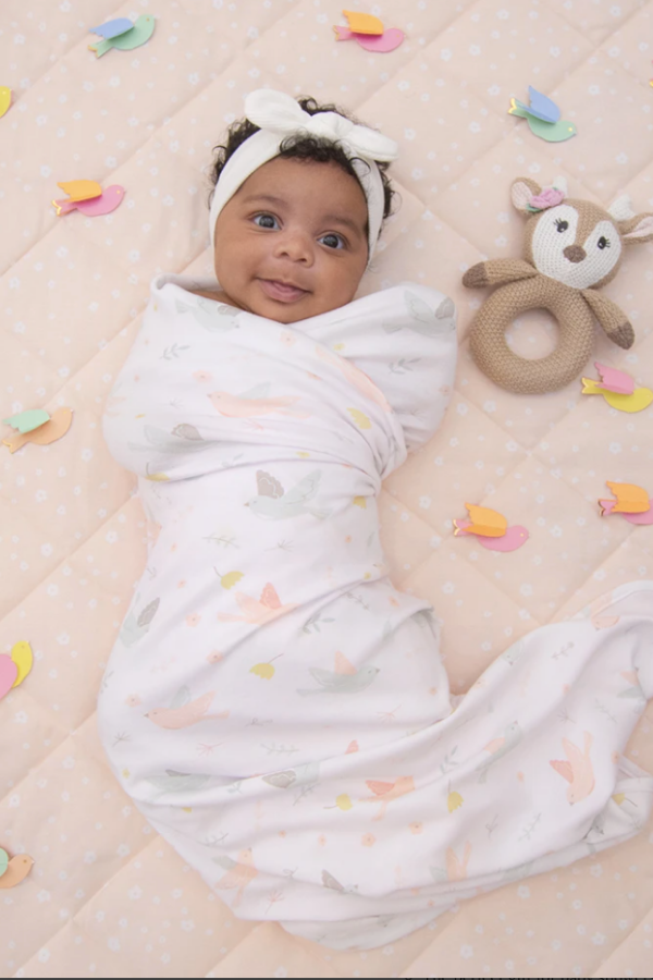 Living Textiles Jersey Swaddle & Rattle - Ava The Fawn