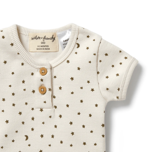 Wilson & Frenchy Organic Rib Henley Bodysuit - CHASING THE MOON