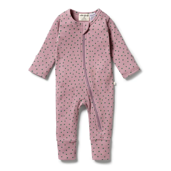 Wilson & Frenchy Organic Rib Zipsuit with Feet - LITTLE CLOVER
