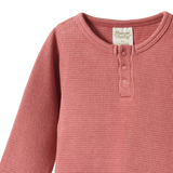 Nature Baby Henley L/S Waffle Bodysuit - Rose Clay
