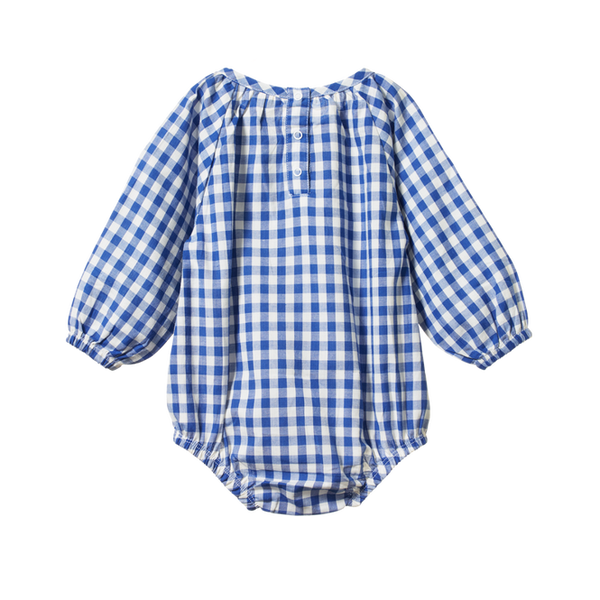 Nature Baby L/S Meadow Bodysuit Gingham - Isle Blue Check