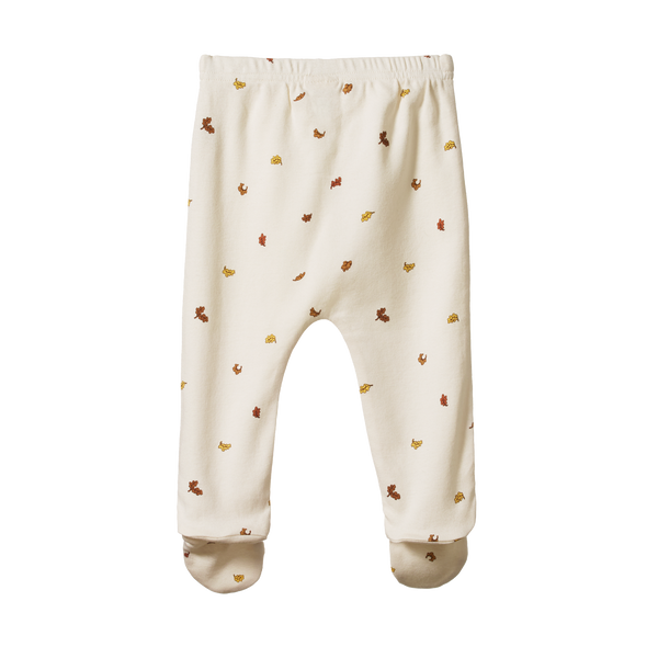 Nature Baby Cotton Footed Rompers - Leaf Print
